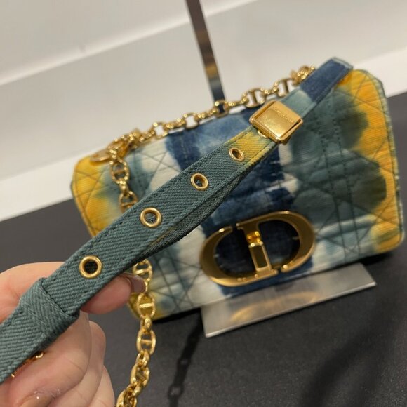 Dior Blue Small Denim Tie-Dye Cannage Caro Bag (JB1053) - Picture 4 of 10